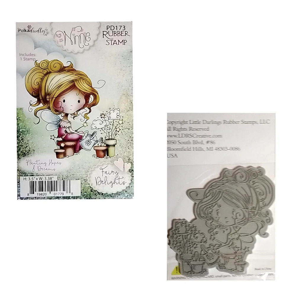 Polkadoodles Fairy Delights Winnie Rubber Stamps 3-Pc Set NWT.